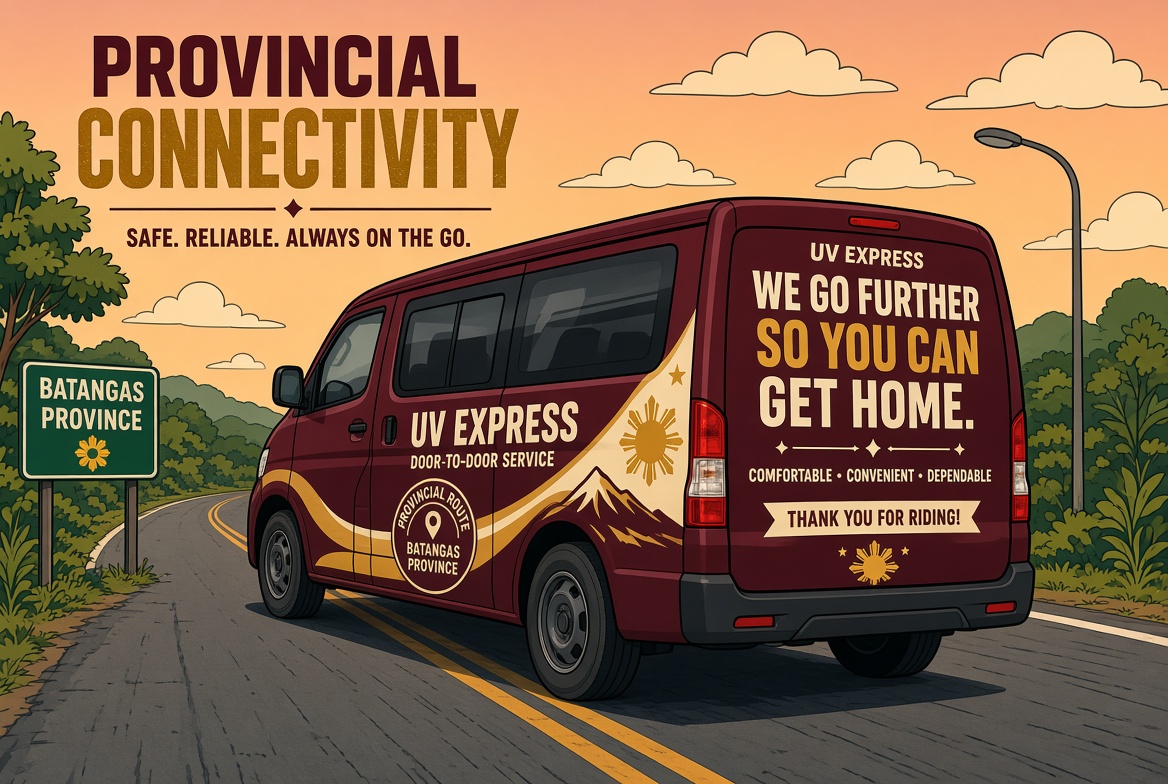 UV Express van with a provincial wrap.